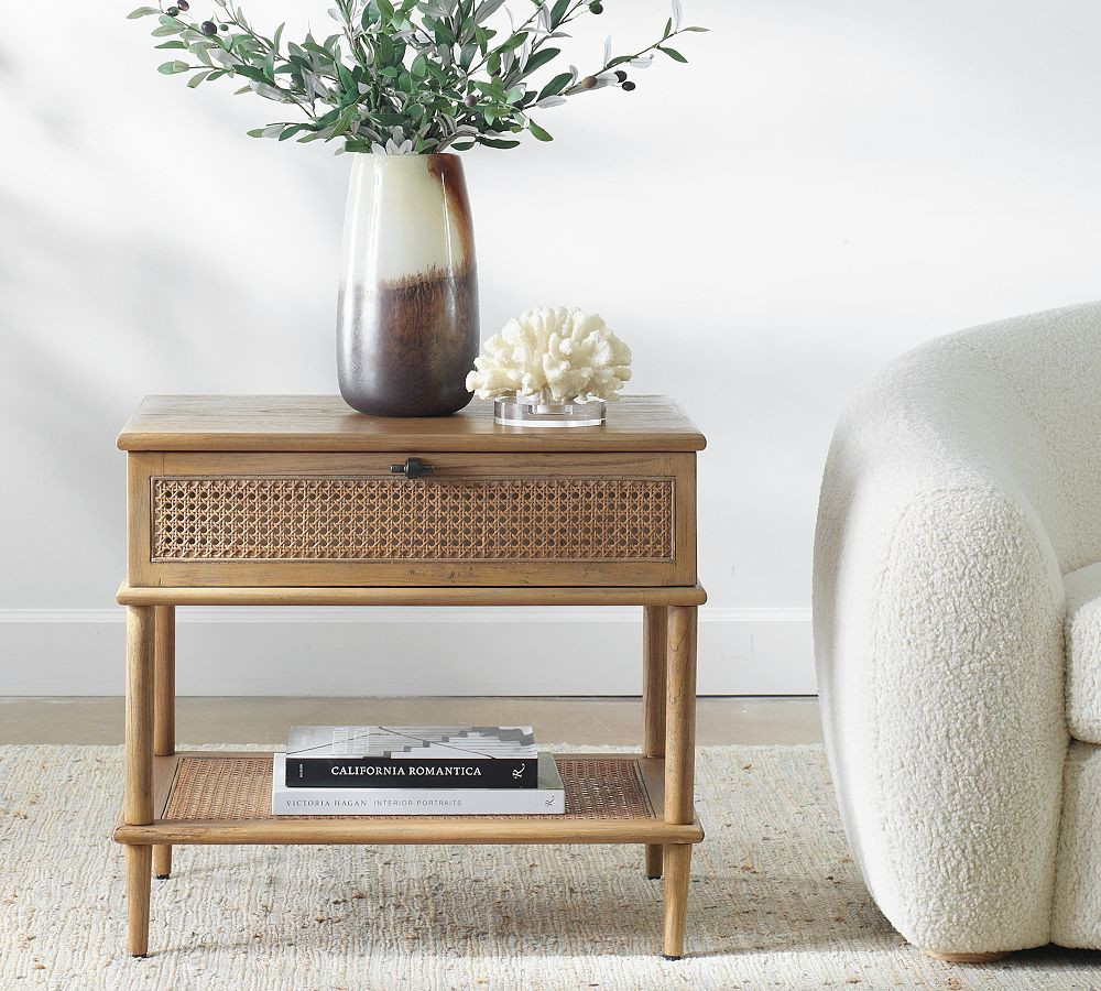 Francis Rectangular Cane Side Table (26") | Pottery Barn (US)