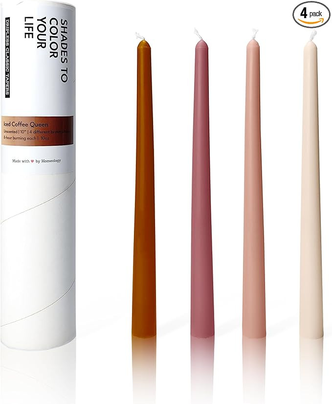 Truly DRIPLESS DRIPLESS DRIPLEESS Classic Taper Candles, 10-inch, Unscented, 4 Pack, Iced Coffee ... | Amazon (US)
