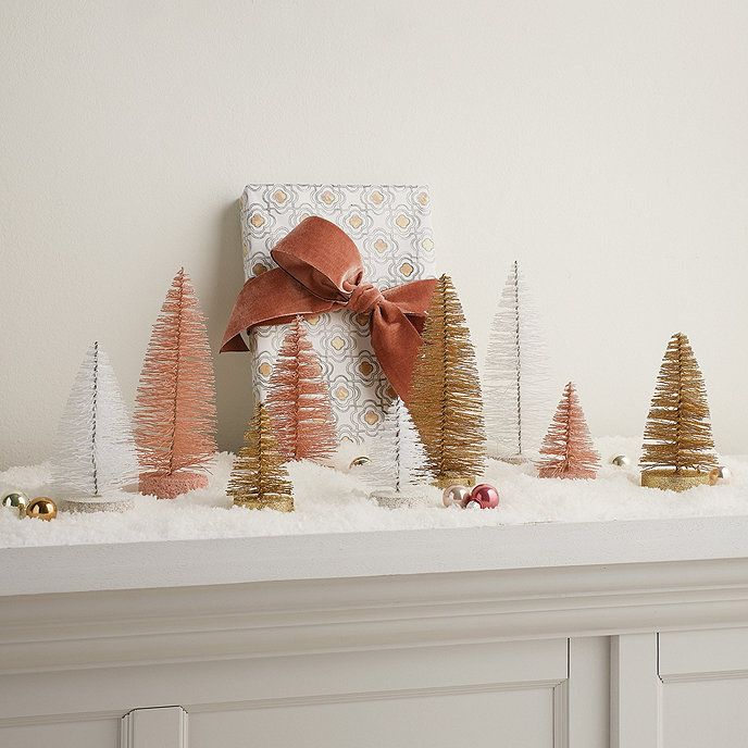 Gold Glitter Bottle Brush Christmas Trees Holiday D�cor Set of 3 | Ballard Designs, Inc.