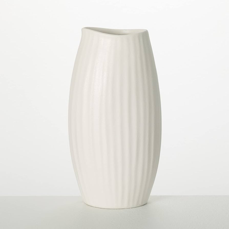 Sullivans Ceramic Textured White Vase, 9" Tall Flower Vase for Modern Home Décor, Minimalist Vas... | Amazon (US)