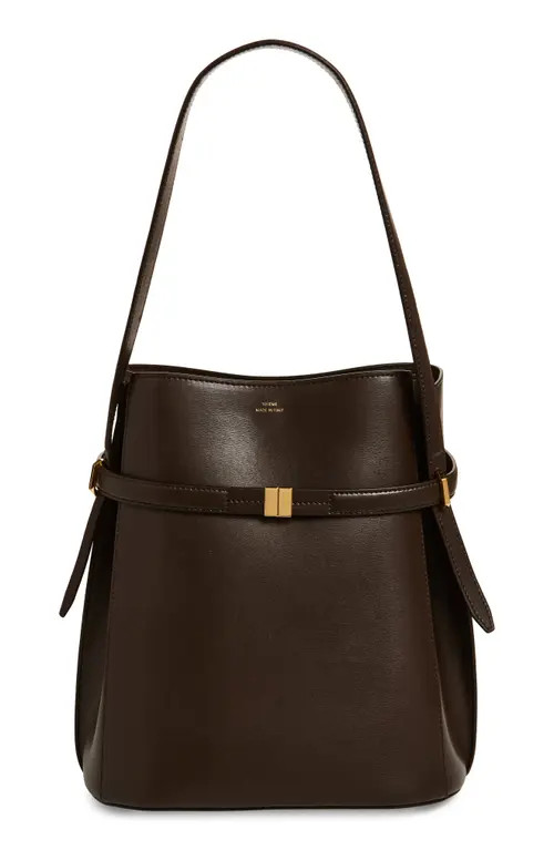 TOTEME Belted Leather Bucket Bag in Bark at Nordstrom | Nordstrom