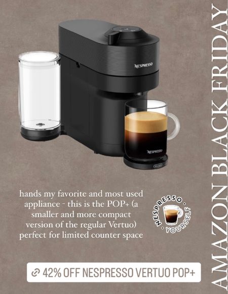 Nespresso Vertuo Pop+ is almost 50% during Black Friday on Amazon. Hands down my Nespresso machine is the most used appliance in our house. 

#LTKCyberWeek #LTKGiftGuide #LTKhome