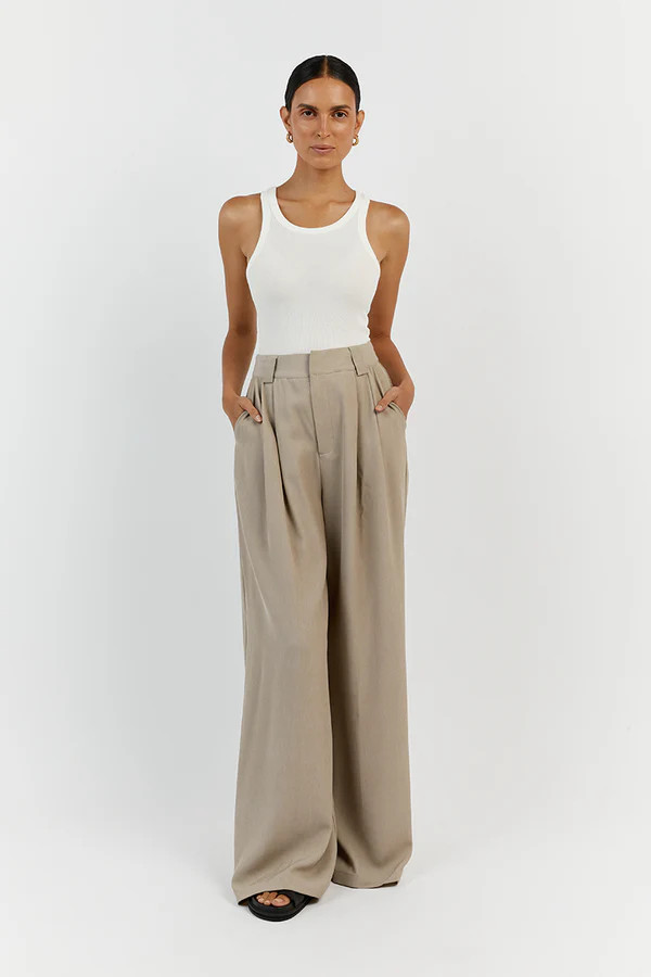 ZANDER TAUPE WIDE LEG PANT | DISSH