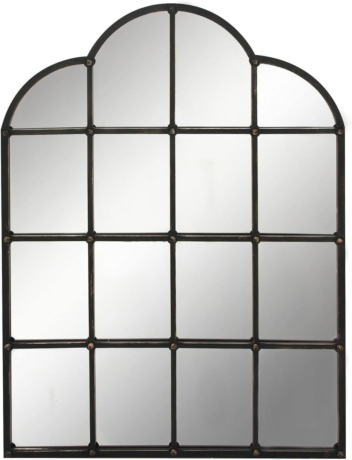 Deco 79 Metal Room Wall Mirror Window Pane Inspired Entryway Mirror with Arched Tops and Studs, W... | Amazon (US)