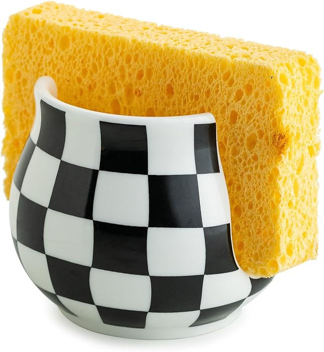 Zoeeker Checkered Sponge Holder for Kitchen Sink, Ceramic Dish Sponge Dish Rack Scrubby Holder Ki... | Amazon (US)