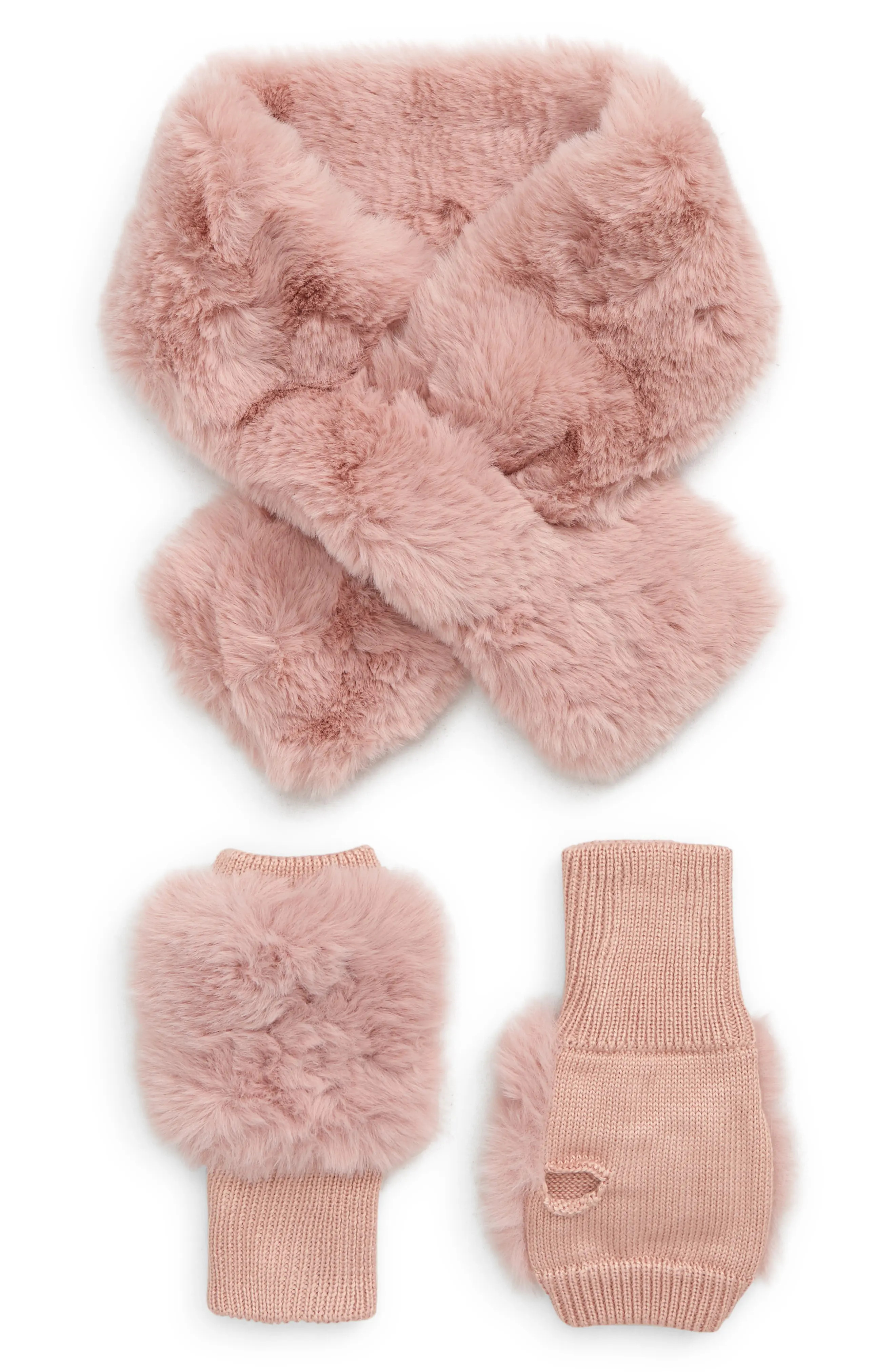 Jocelyn Faux Fur Scarf & Mitten Set in Blush at Nordstrom | Nordstrom
