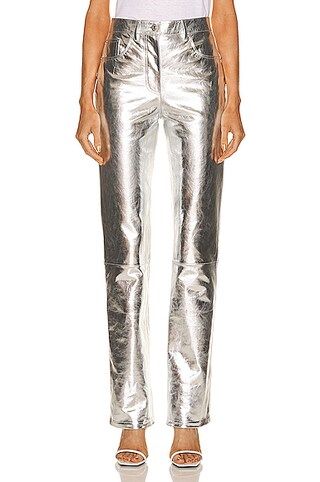 Helmut Lang Mirror Pant in Metallic Silver | FWRD | FWRD 