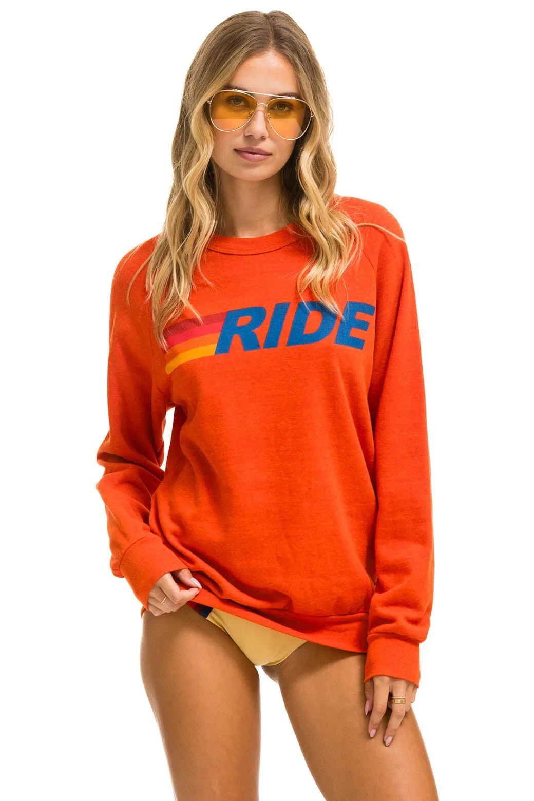 RIDE LOGO CREW SWEATSHIRT - ORANGE | Aviator Nation