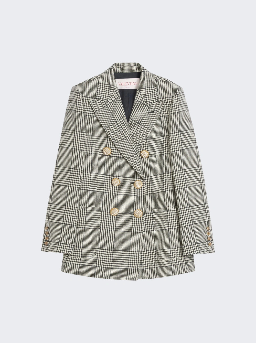 Houndstooth Wool Blazer Ivory And Black | The Webster