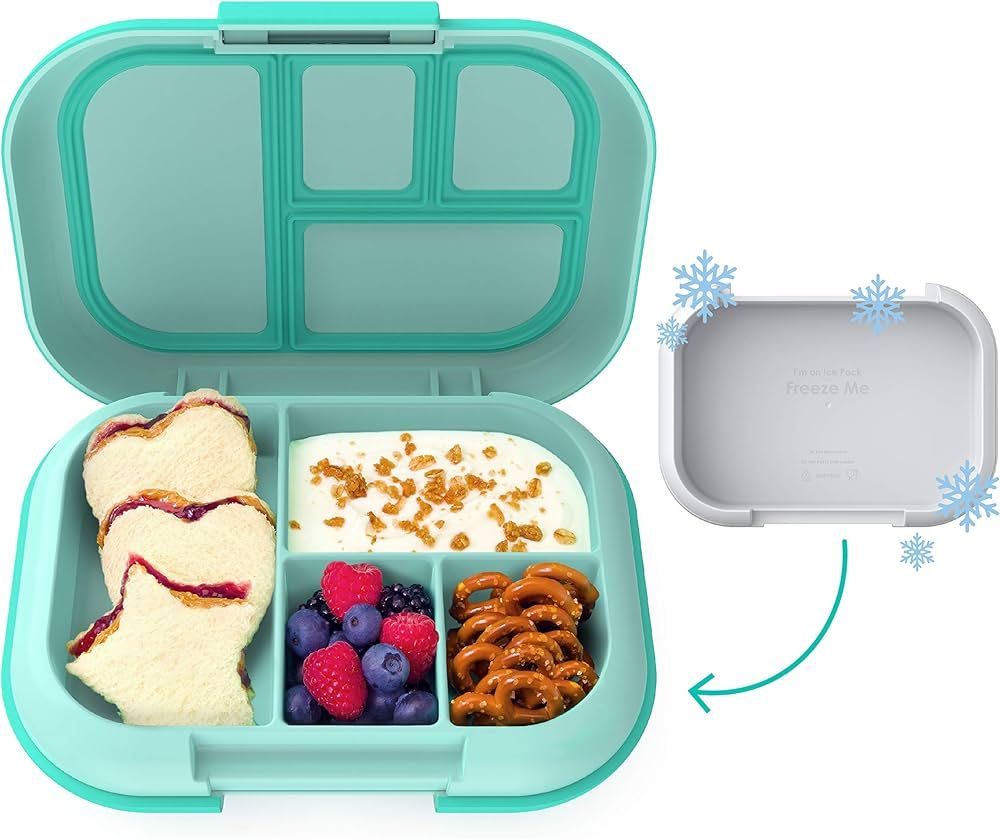 Bentgo® Kids Chill Lunch Box - Leak-Proof Bento Box with Removable Ice Pack & 4 Compartments for On-the-Go Meals - Microwave & Dishwasher Safe, Patented Design, & 2-Year Warranty (Aqua) | Amazon (US)