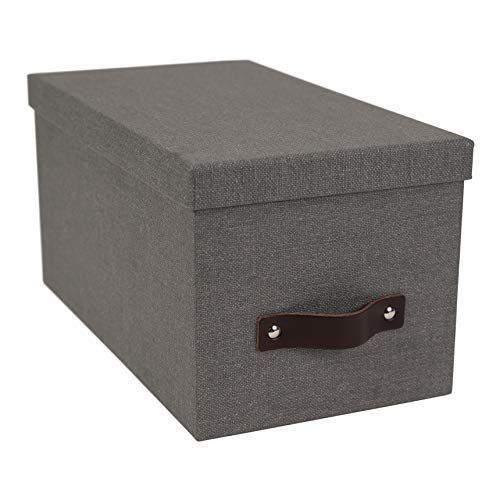 Bigso Silvia Organizational Storage Box, Canvas-Like Paper-Laminated Fiberboard with Leather Handle, | Amazon (US)