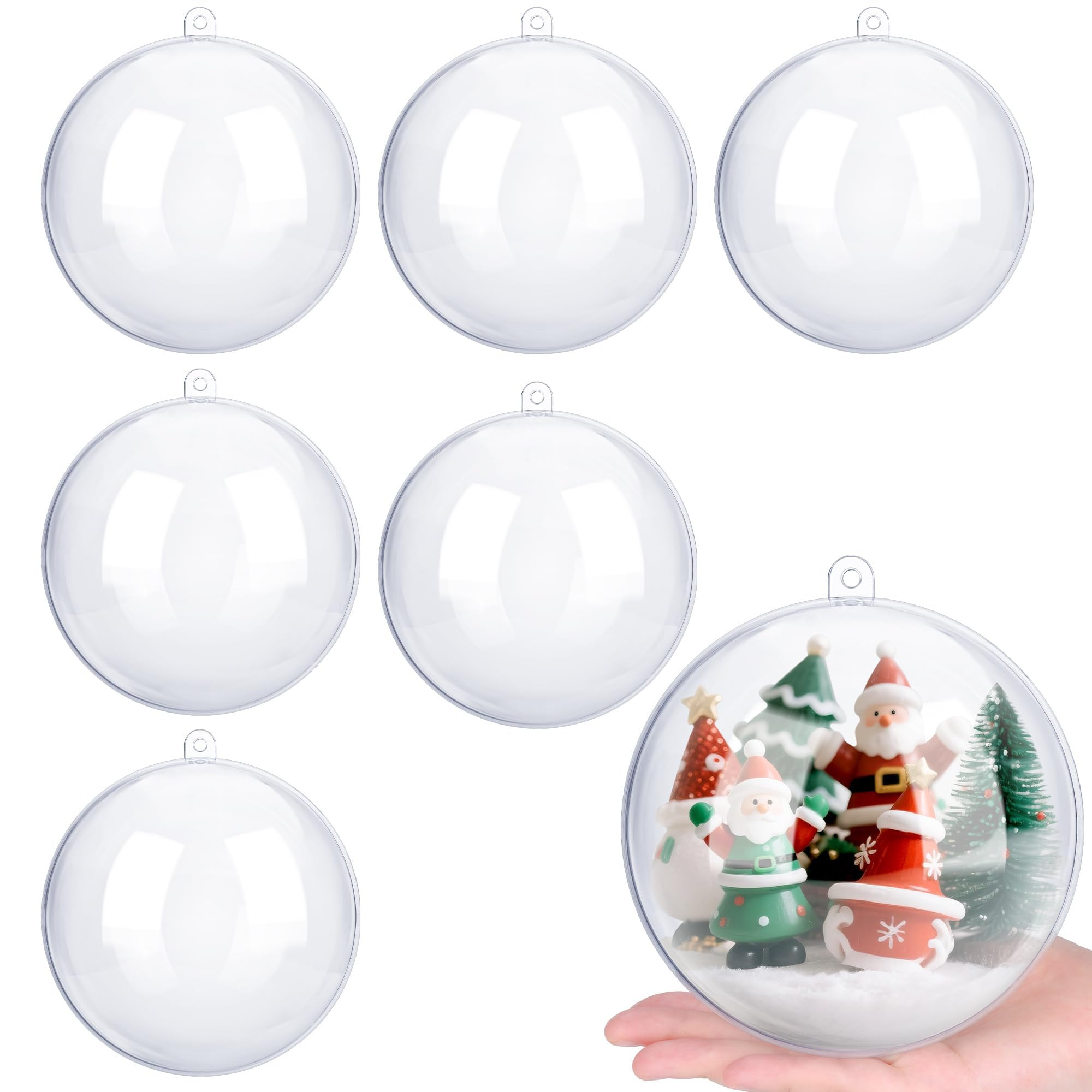 ANVAVO 6 Pieces 6.3 inch Christmas Clear Plastic Fillable Ball Ornaments DIY Craft Transparent Ba... | Amazon (US)