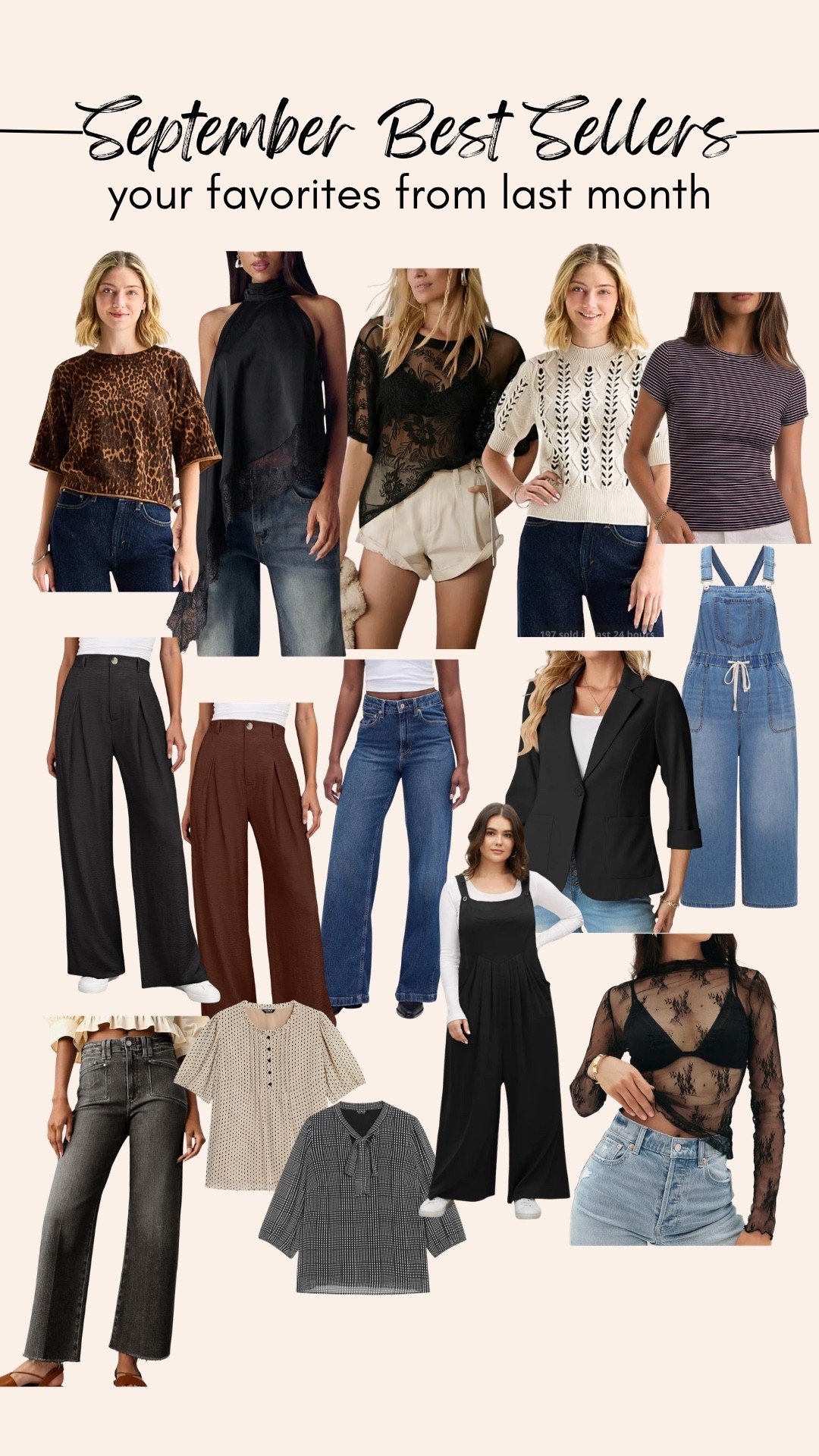 September best sellers, for good reason! Im 5’1” size 12 // I wear a L in everything and it’s all true to size except the following: cheetah sweater, I sized up to an XL // denim overalls and black jumper, size down, I wear a size 10 // two BloomChic blouses at the bottom of the graphic I sized down to a M // side note: I wear a 12 in both pair of jeans

#LTKPetite #LTKMidsize #LTKOver40
