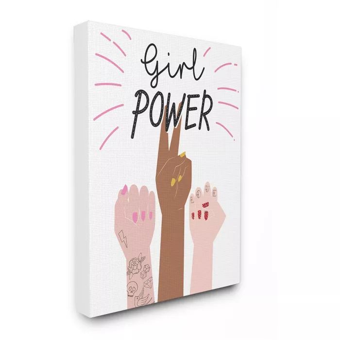 Stupell Industries Girl Power Motivational Phrase with Raised Fist Hand Poses | Target