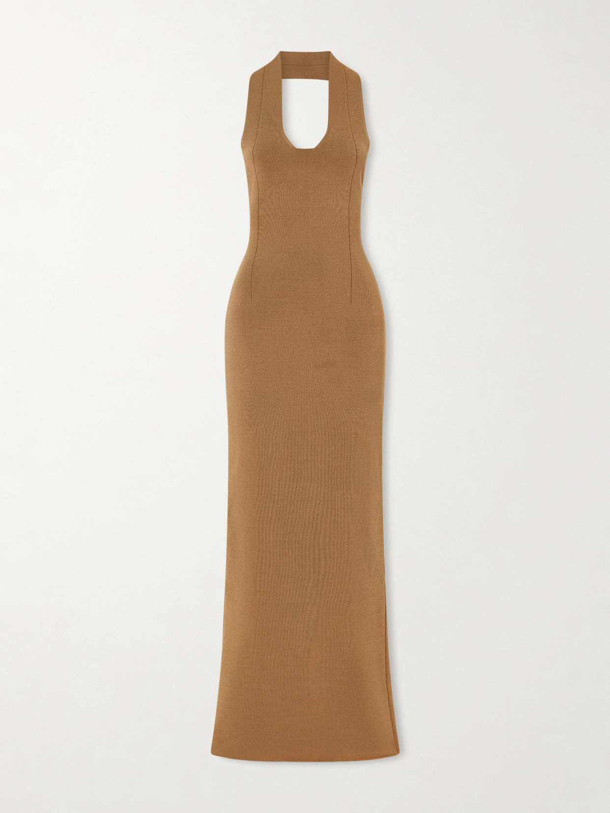 KHAITE - Mahi Knitted Halterneck Maxi Dress - Brown | NET-A-PORTER (US)