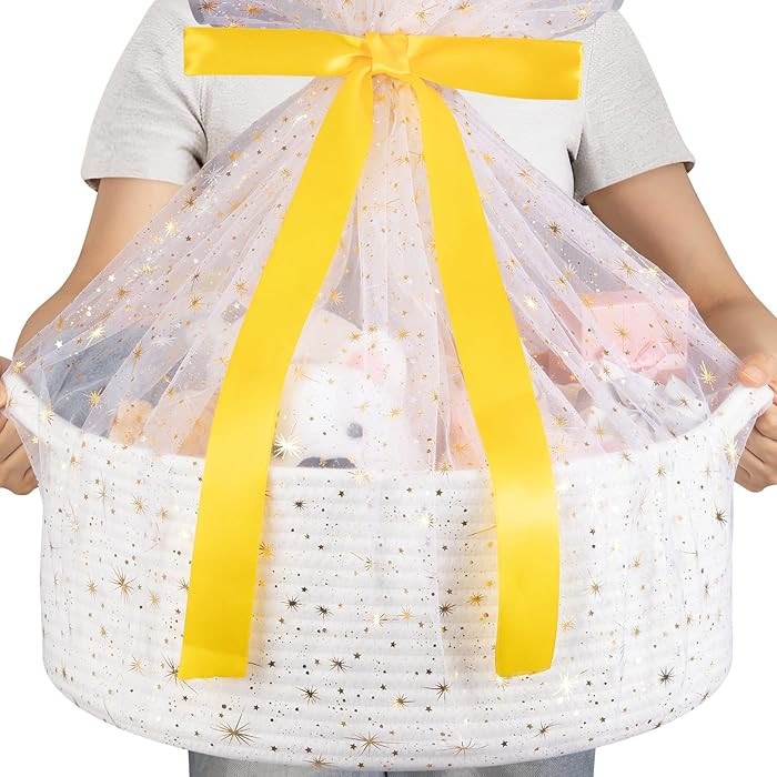 OIAHOMY Large Gift Basket Empty 17" x 12.6" x 7", Storage Basket with Gift Bag, Ribbon and Glitte... | Amazon (US)