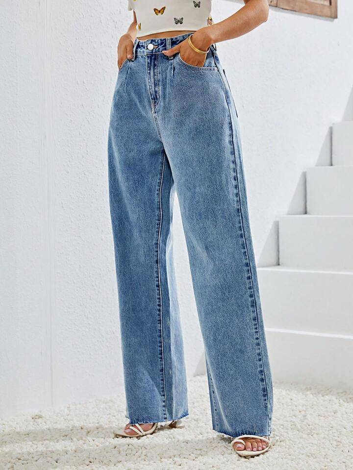 Slant Pocket Straight Leg Jeans | SHEIN