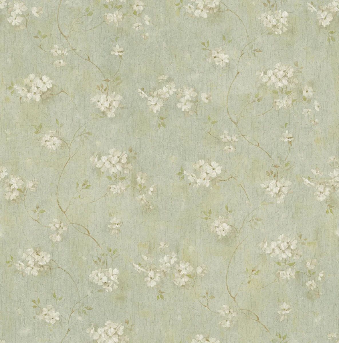 Brewster Home Fashions Braham Aqua Floral Trail Wallpaper | DecoratorsBest