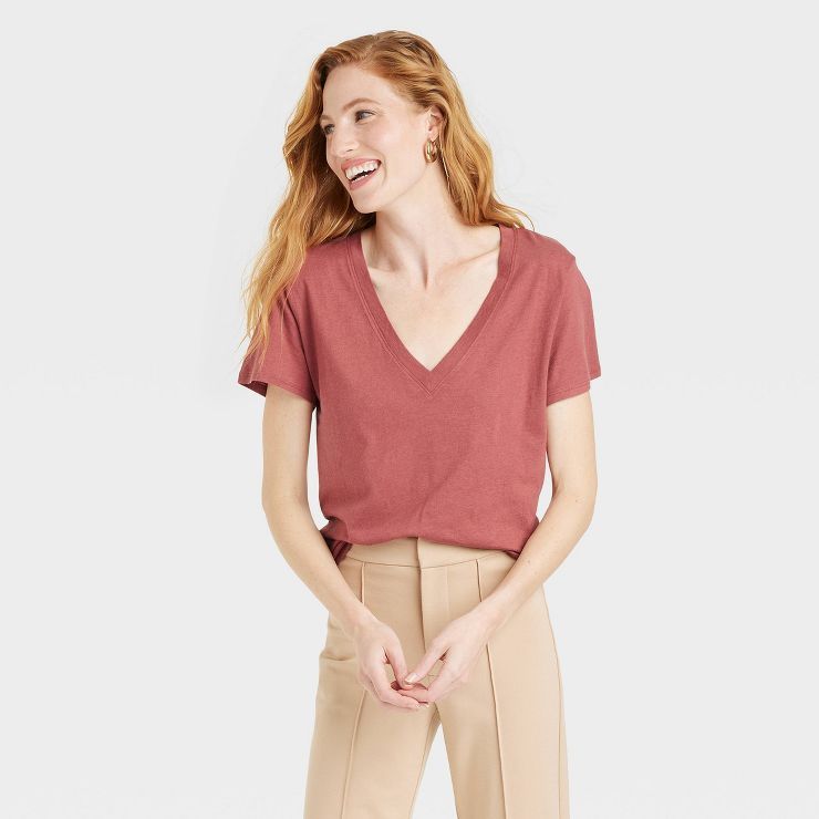 Women's Short Sleeve V-Neck T-Shirt - A New Day™ | Target