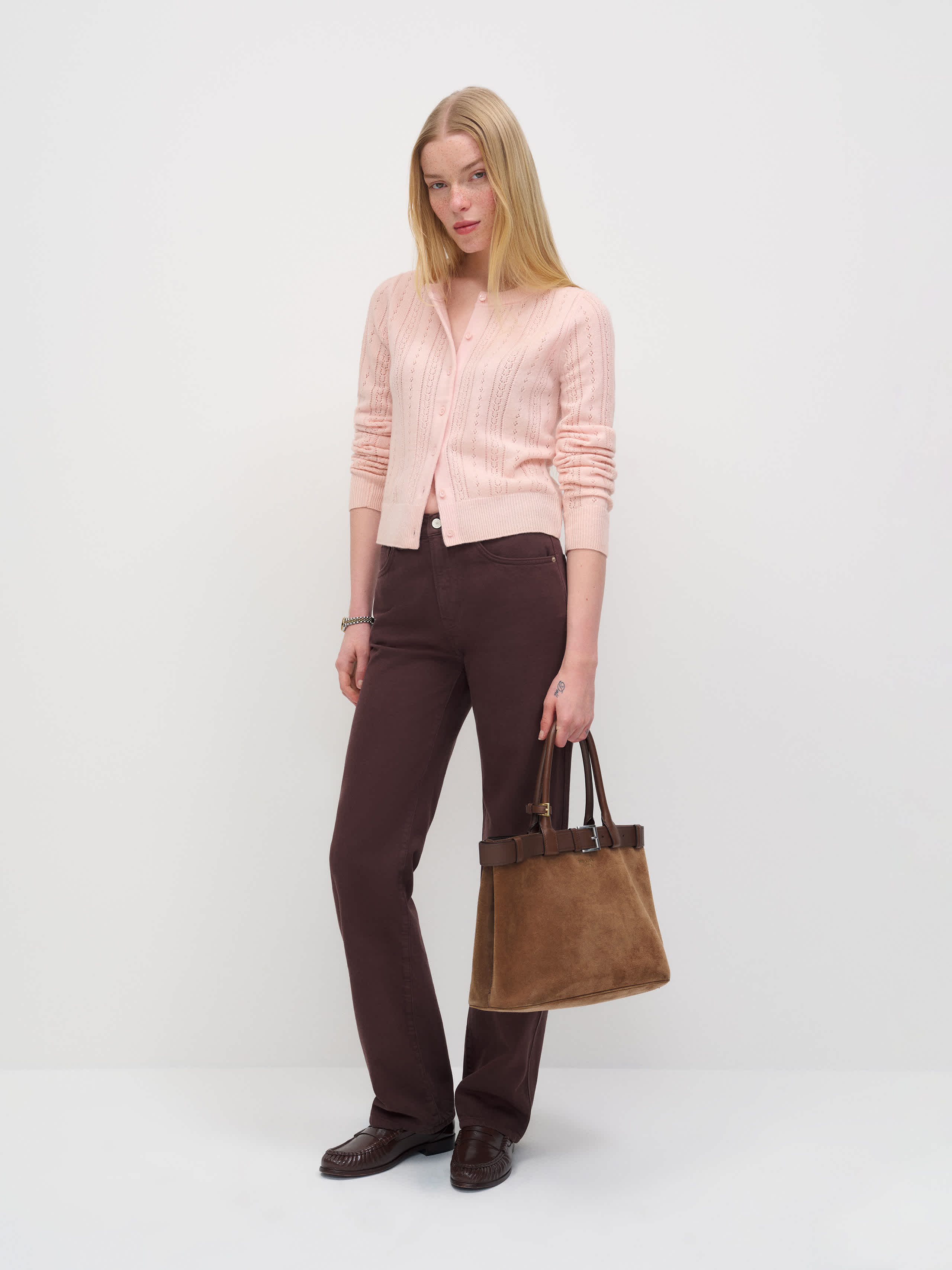 Reformation Hannah Crew Cardigan Pink Wool Medium | Reformation (Global)