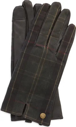 Barbour Scarlett Tartan & Leather Touchscreen Gloves | Nordstrom | Nordstrom