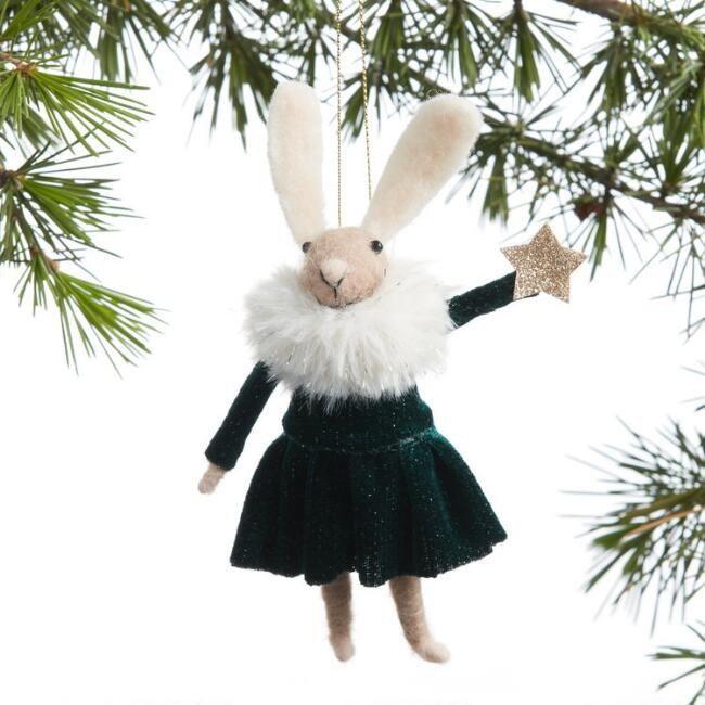 Wool And Velvet Rabbit Ornament | World Market