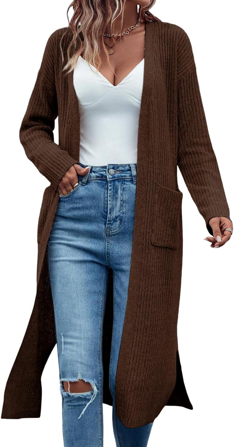 Danedvi Long Cardigan Sweaters Women Trendy Open Front Coat with Pockets | Amazon (US)