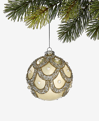 Holiday Lane Gilded Glamour Beaded Ball Ornament, Macy's Exclusive  - Macy's | Macy's