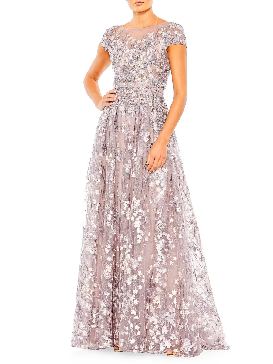 Beaded & Floral-Embroidered Gown | Saks Fifth Avenue