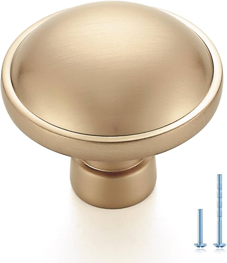 JOY DECOR 5 Pack Champagne Bronze Cabinet Knobs Single Hole Dresser Drawer Pulls Modern Kitchen C... | Amazon (US)