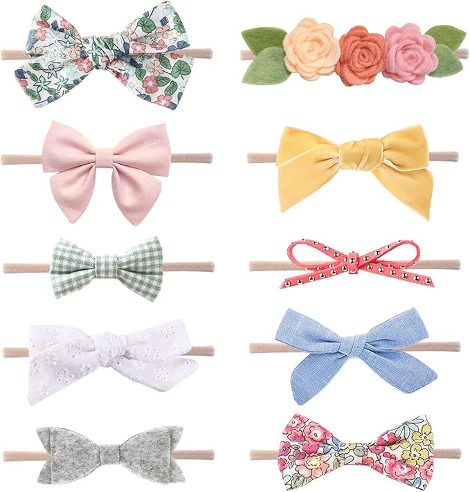 Baby Girl Headbands and Bows, Newborn Infant Toddler Nylon Hairbands Hair Accessories by LittleJo... | Amazon (US)