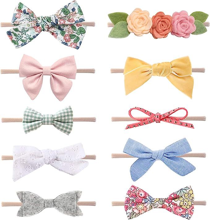 Baby Girl Headbands and Bows, Newborn Infant Toddler Nylon Hairbands Hair Accessories by LittleJo... | Amazon (US)