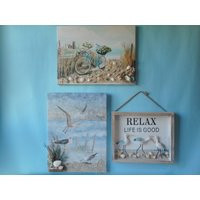 Seashell Beach Canvas Art Coastal Nautical Home Decor | Etsy (US)