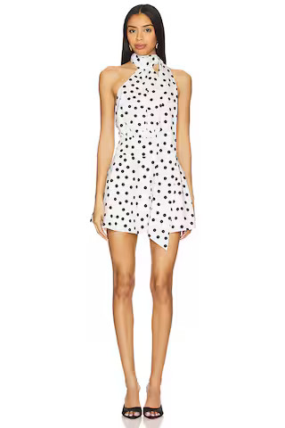 MORE TO COME Brienne Mini Dress in White & Black Dot from Revolve.com | Revolve Clothing (Global)