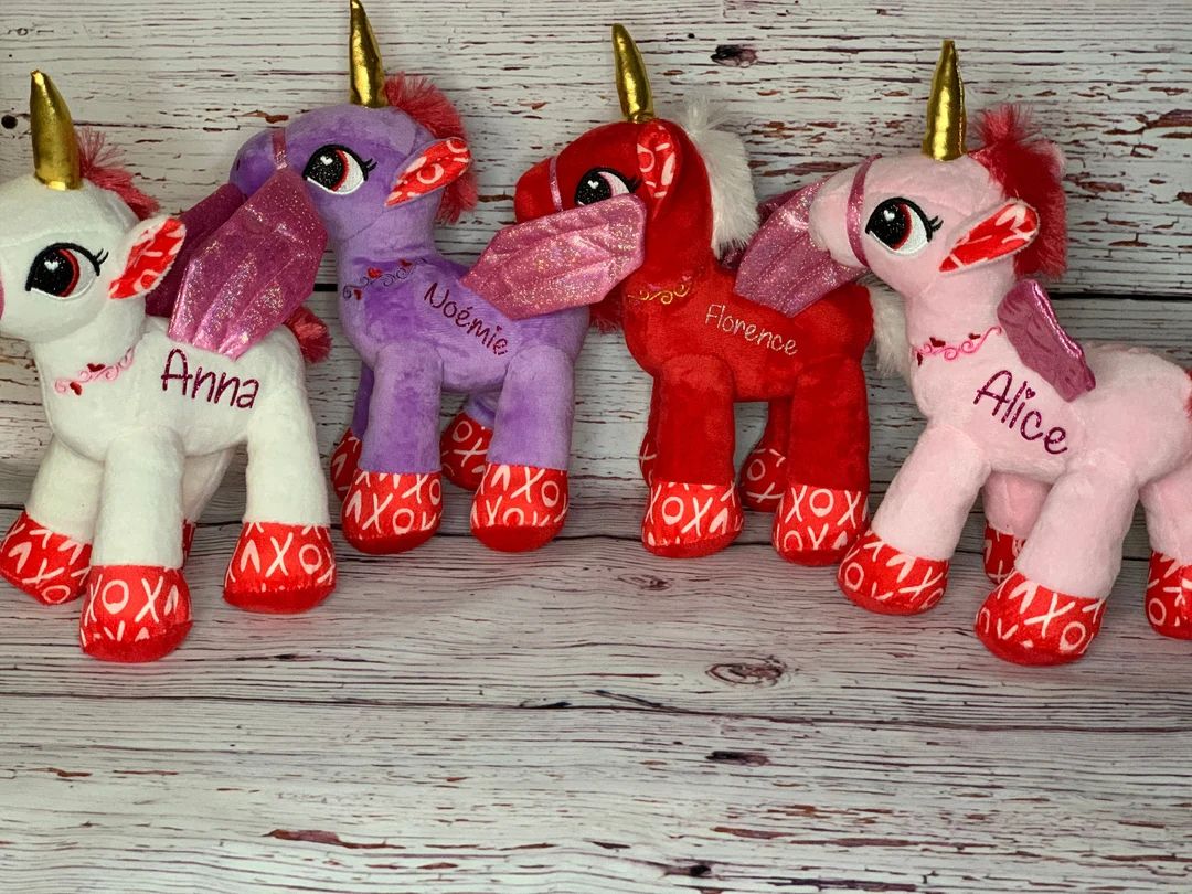 Valentine Unicorn, personalized plush, Valentine's gift for kids, Customized Valentine's Day gift... | Etsy (US)