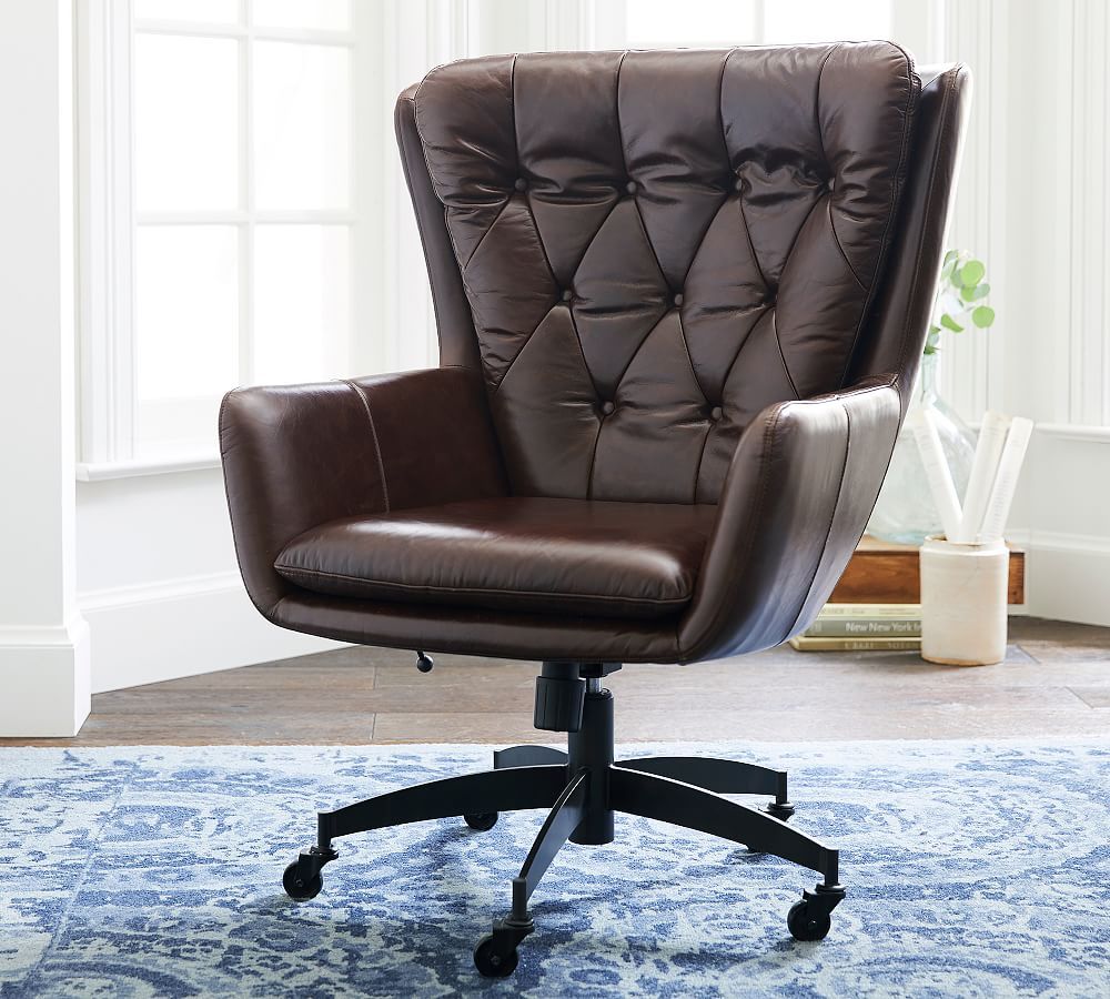 Wells Leather Swivel Desk Chair | Pottery Barn (US)