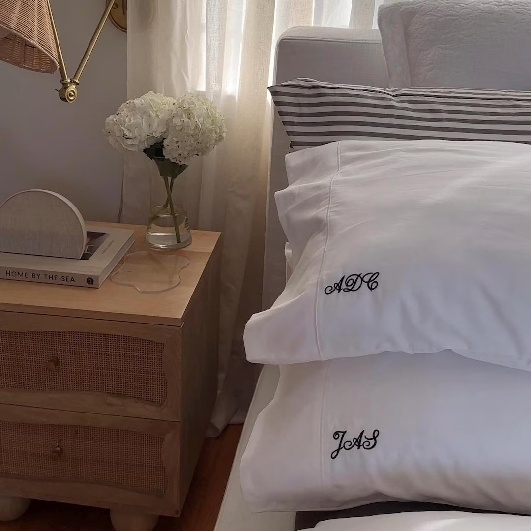 Personalized Embroidered Pillow Cases | Cotton His & Hers Set - Etsy | Etsy (US)