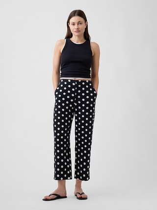 High Rise Linen-Blend Straight Crop Pants | Gap Factory