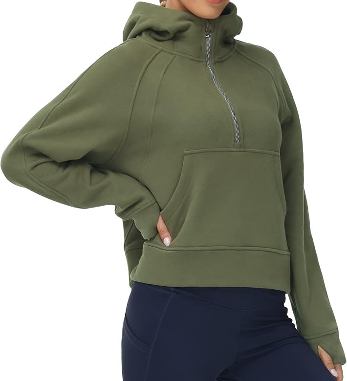 Tmustobe Women′s Half Zip Hoodies Long Sleeve Fleece Lined Pullover Sweatshirts Lounge Athletic... | Amazon (US)