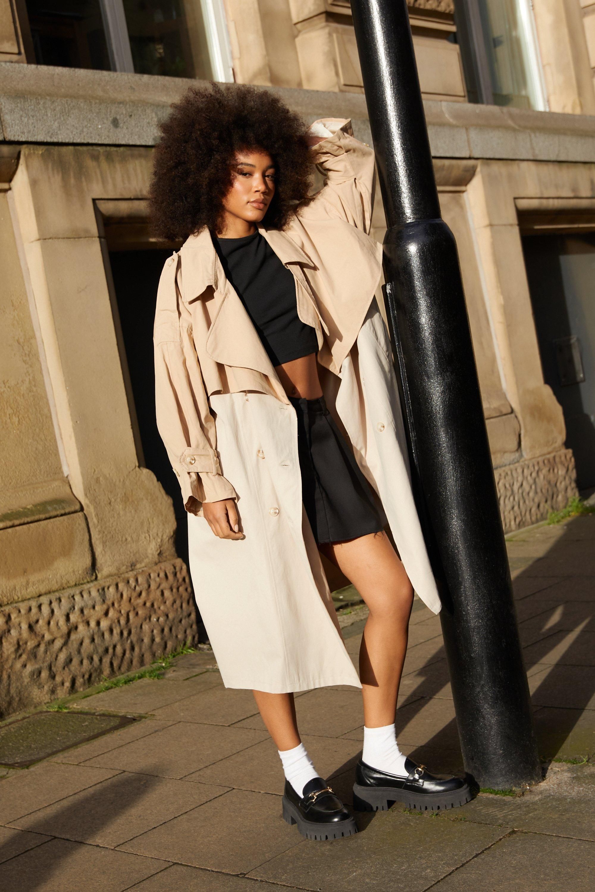Two Tone Oversized Belted Trench Coat | NastyGal (UK, IE)