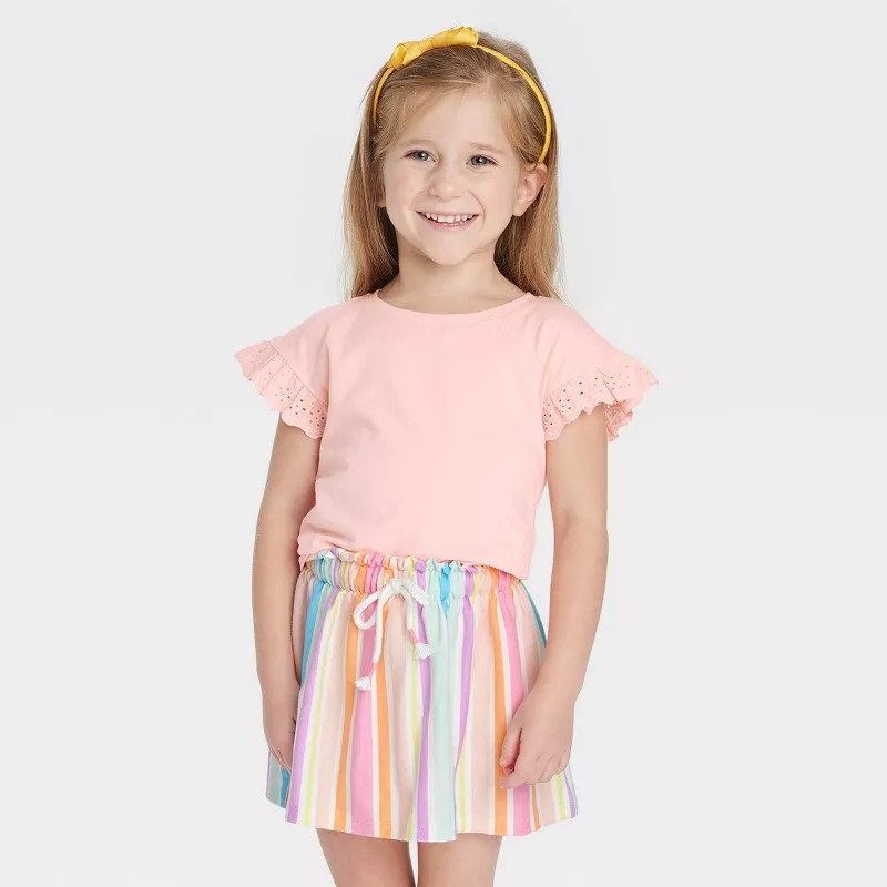 Toddler Girls' Eyelet T-Shirt - Cat & Jack™ Pink | Target