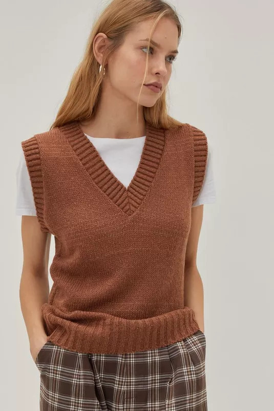 V Neck Loose Fit Sweater Vest | Nasty Gal (US)