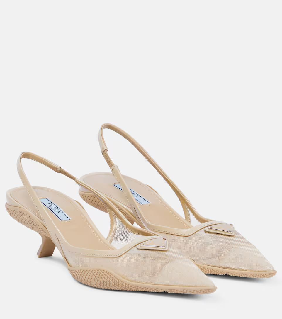 Leather and mesh slingback pumps | Mytheresa (UK)