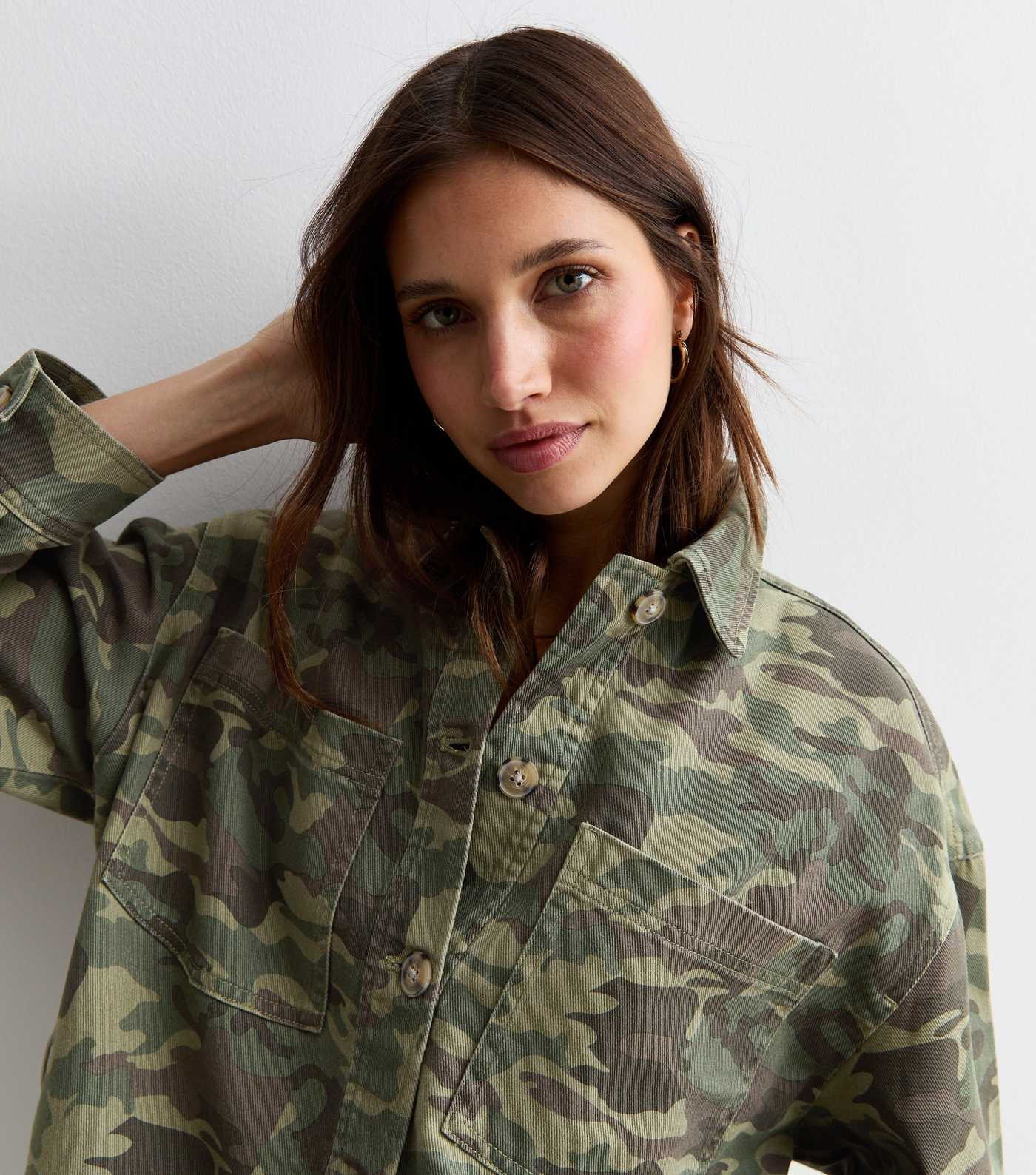 Green Camouflage Cotton Shacket   | New Look | New Look (UK)