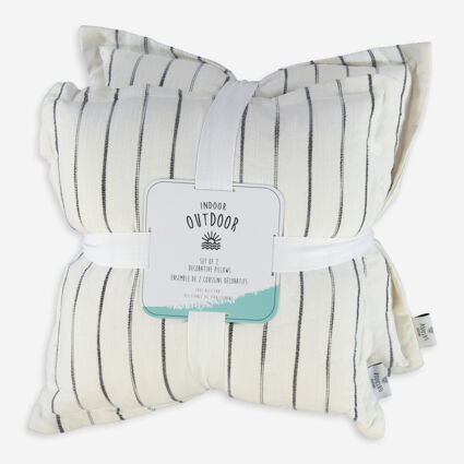 Two Pack White Striped Cushion 45x45cm | TK Maxx