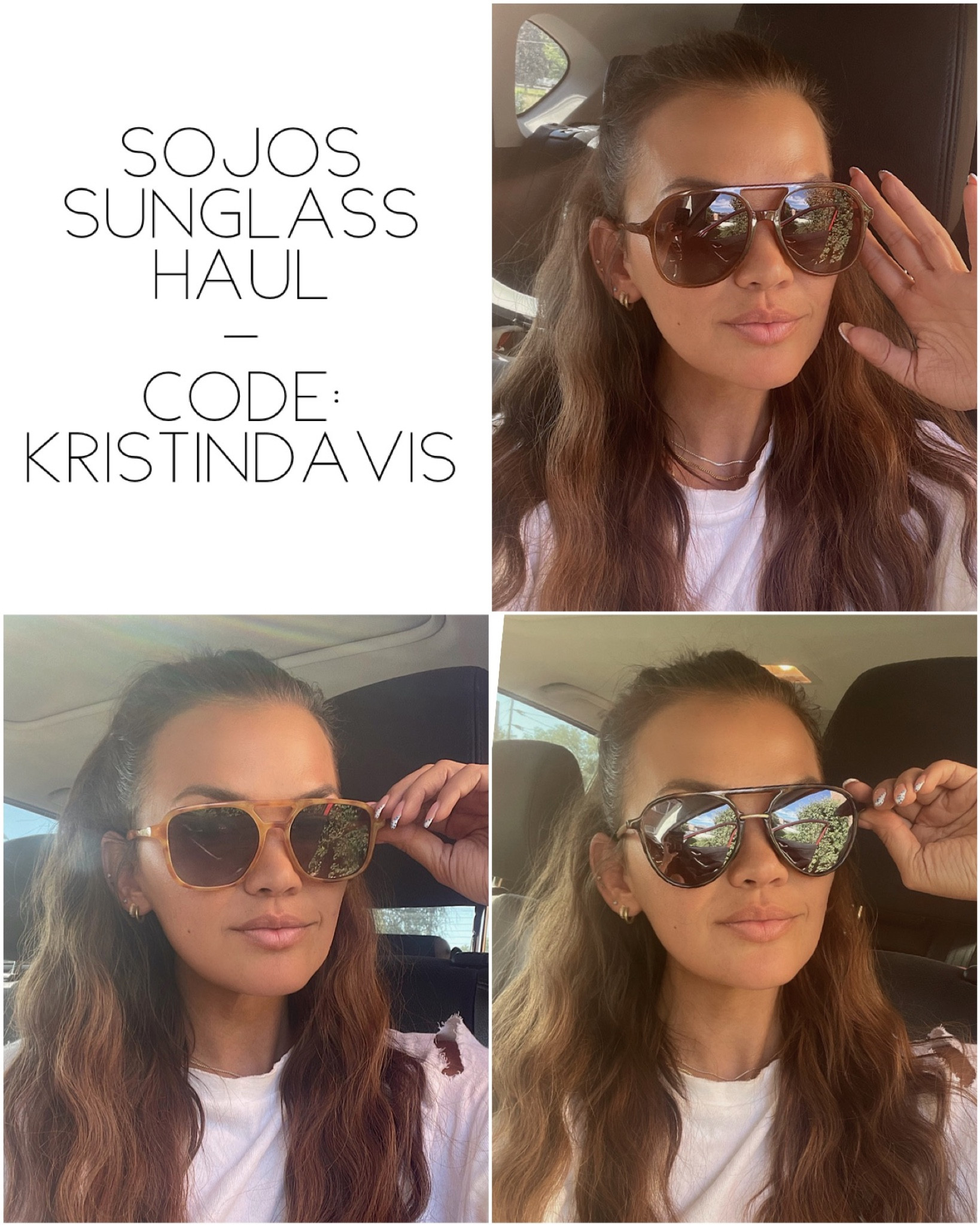 Sojos Sunglasses
Discount Code: KRISTINDAVIS

Tortoise and Brown Styles 

#LTKstyletip #LTKunder50