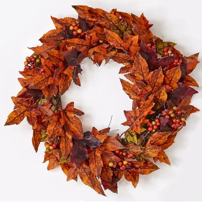 20" Artificial Maple Leaf & Berry Wreath | Wayfair North America