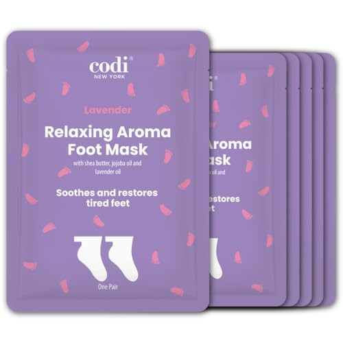 Codi New York Relaxing Aroma Foot Mask, Home Spa Moisturizing Pedicure Socks, 6 Pairs, For Dry Cracked Heel, Hydrating Foot Treatment, Made in Korea (Lavender) | Amazon (US)