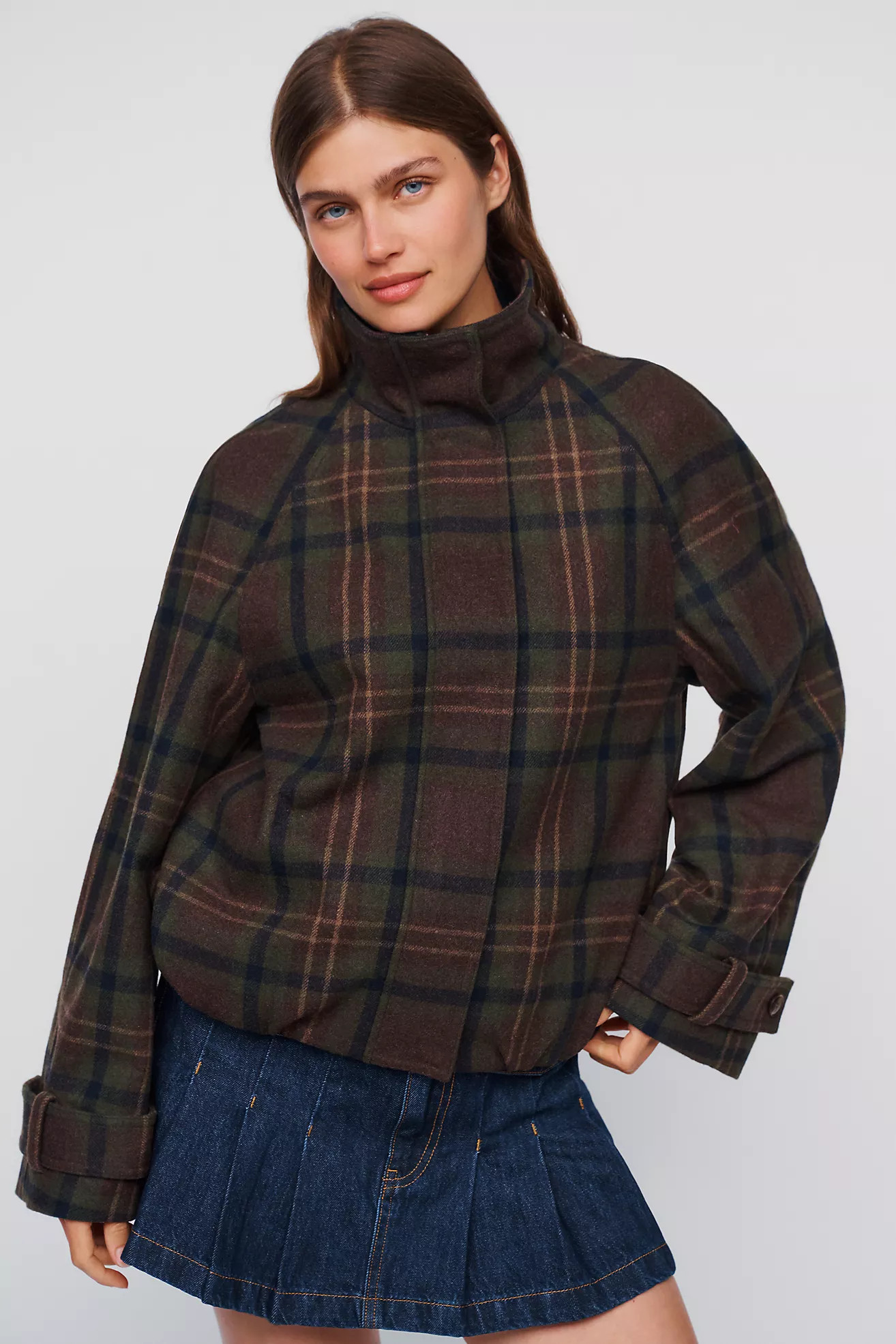 Plaid Funnel-Neck Jacket | Anthropologie (US)