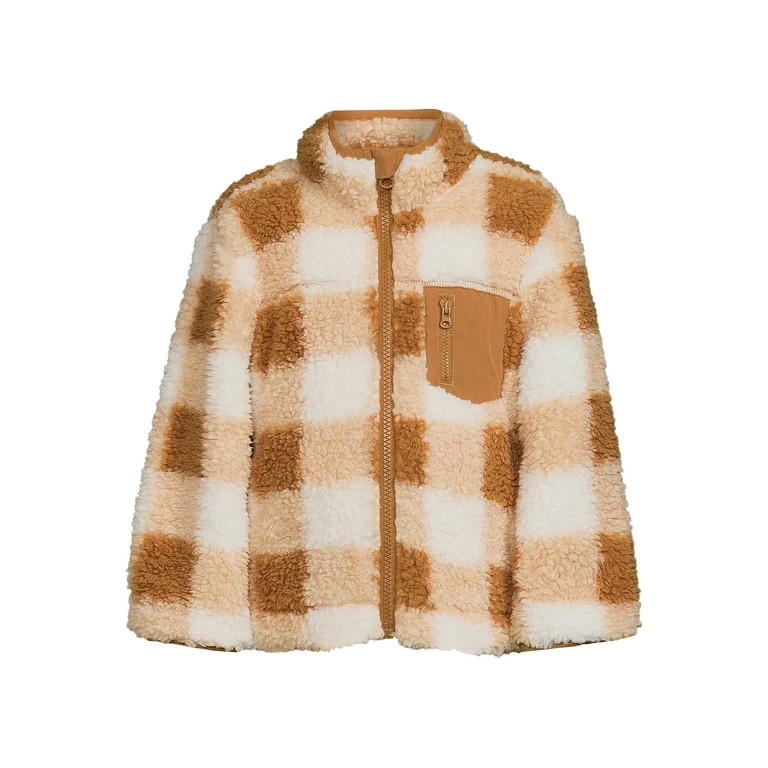 Wonder Nation Toddler Faux Sherpa Jacket, Size 12M-5T | Walmart (US)